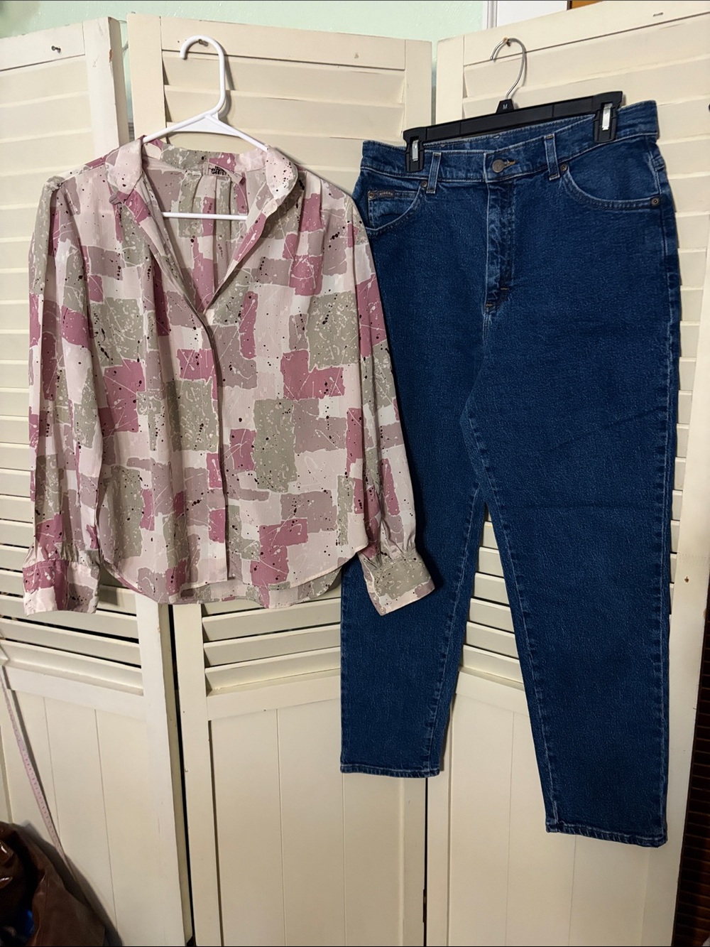 Two piece VINTAGE outfit including Rider jeans and a Stuart Lang blouse